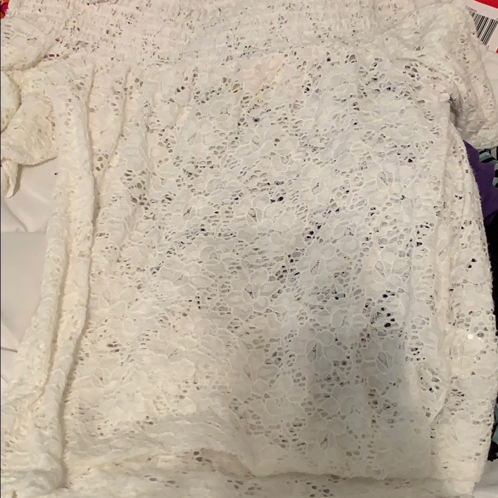 off the shoulders floral shirt